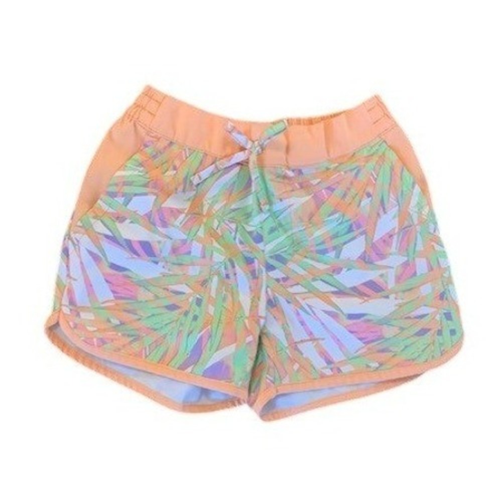 Columbia Kids Girls Palm Leaf‎ Print Swim Outdoor Trunks Shorts Peach Size S 7 8